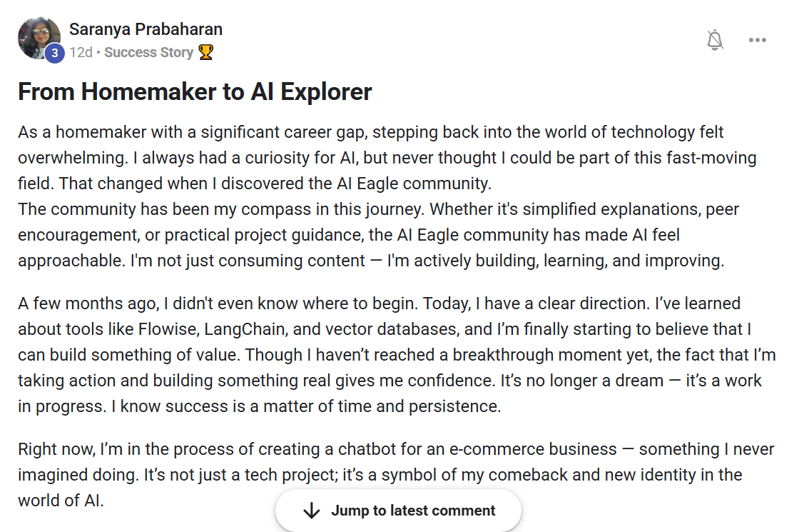 Saranya Prabaharan - From Homemaker to AI Explorer