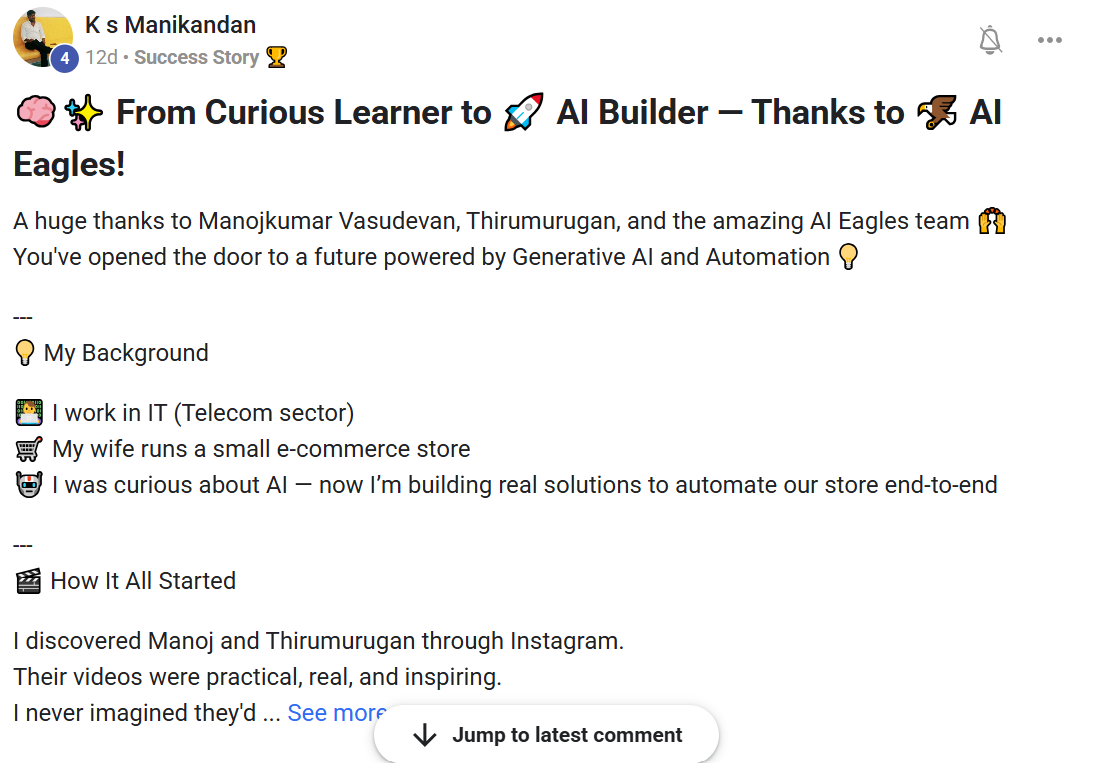 K S Manikandan - From Curious Learner to AI Builder